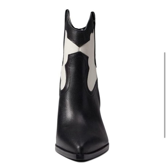 Marc Fisher LTD Gona Western Leather Booties in Black/White - Picture 6 of 9